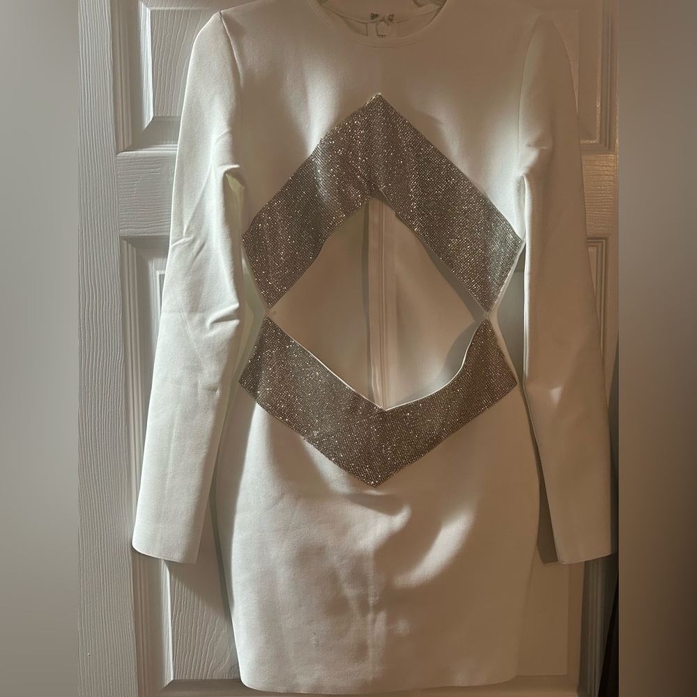 Cocktail dress ..Brand new white and silver cutout dress